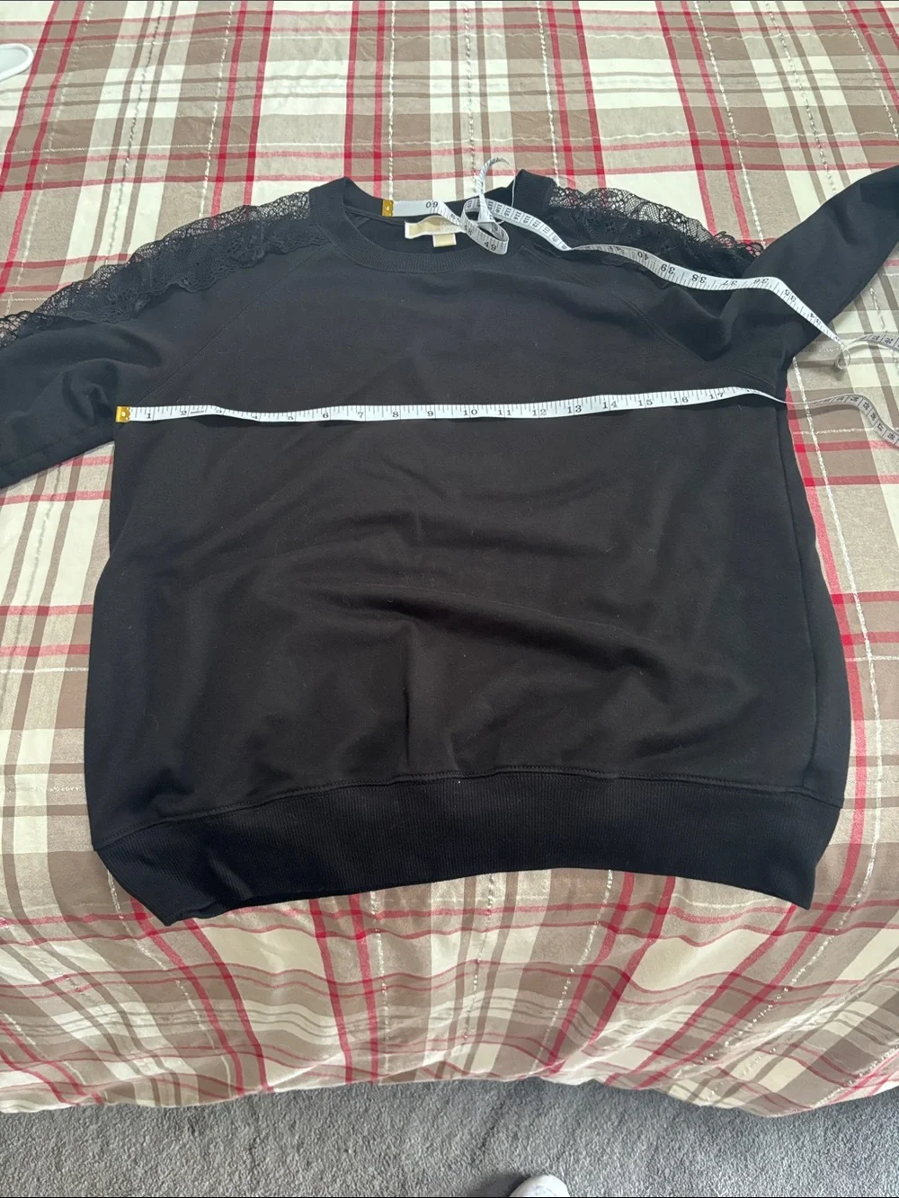 Michael Kors Black Lace-Trim Raglan Pullover